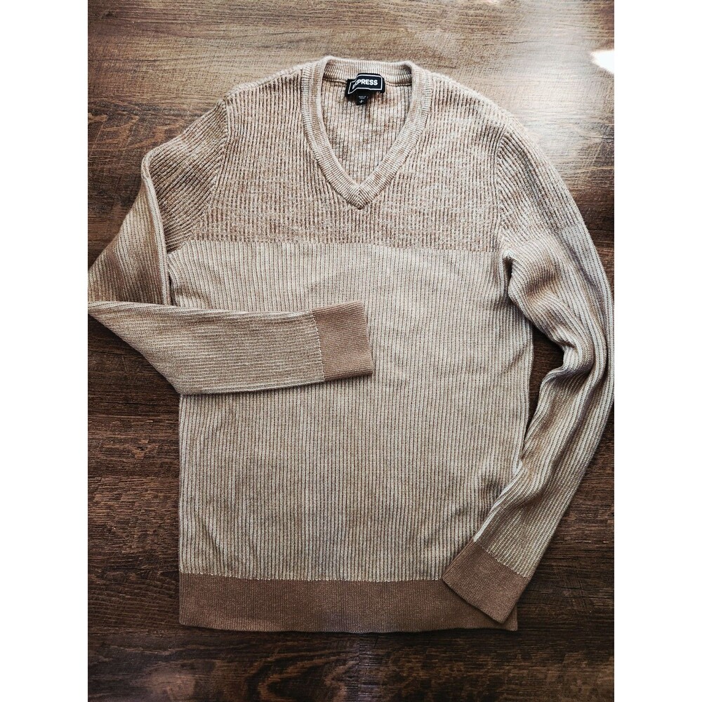 Mens S Express dressy slim fitting v neck sweater